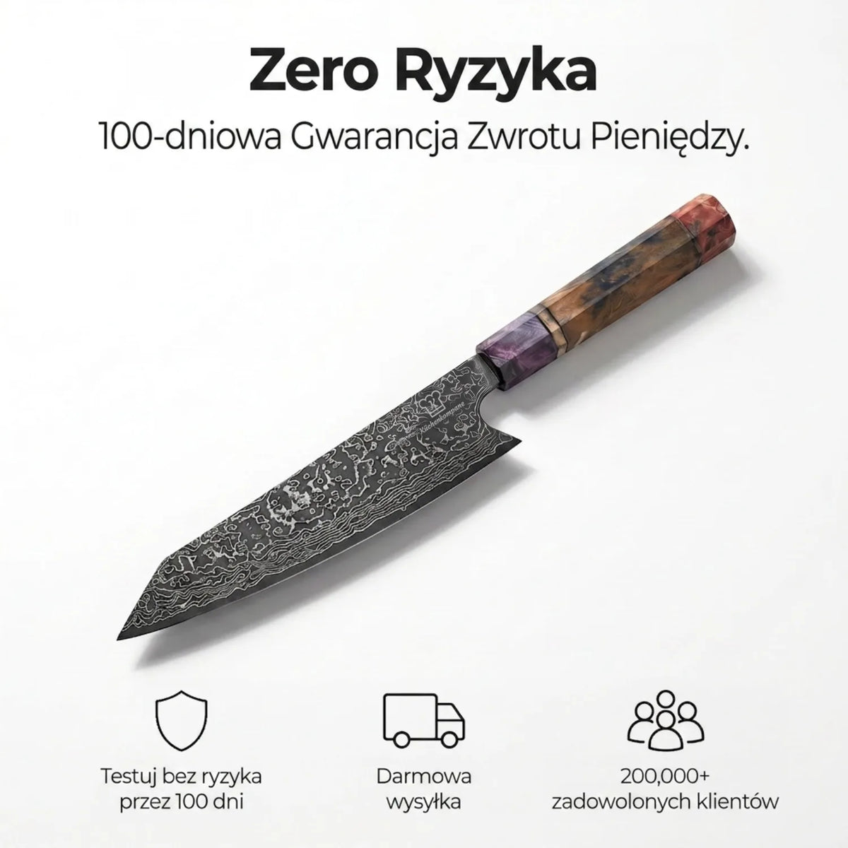 Zestaw Gourmet Premium: Kuty Nóż Gyuto Damasceński i Deska Mizo z Drewna Szlachetnego