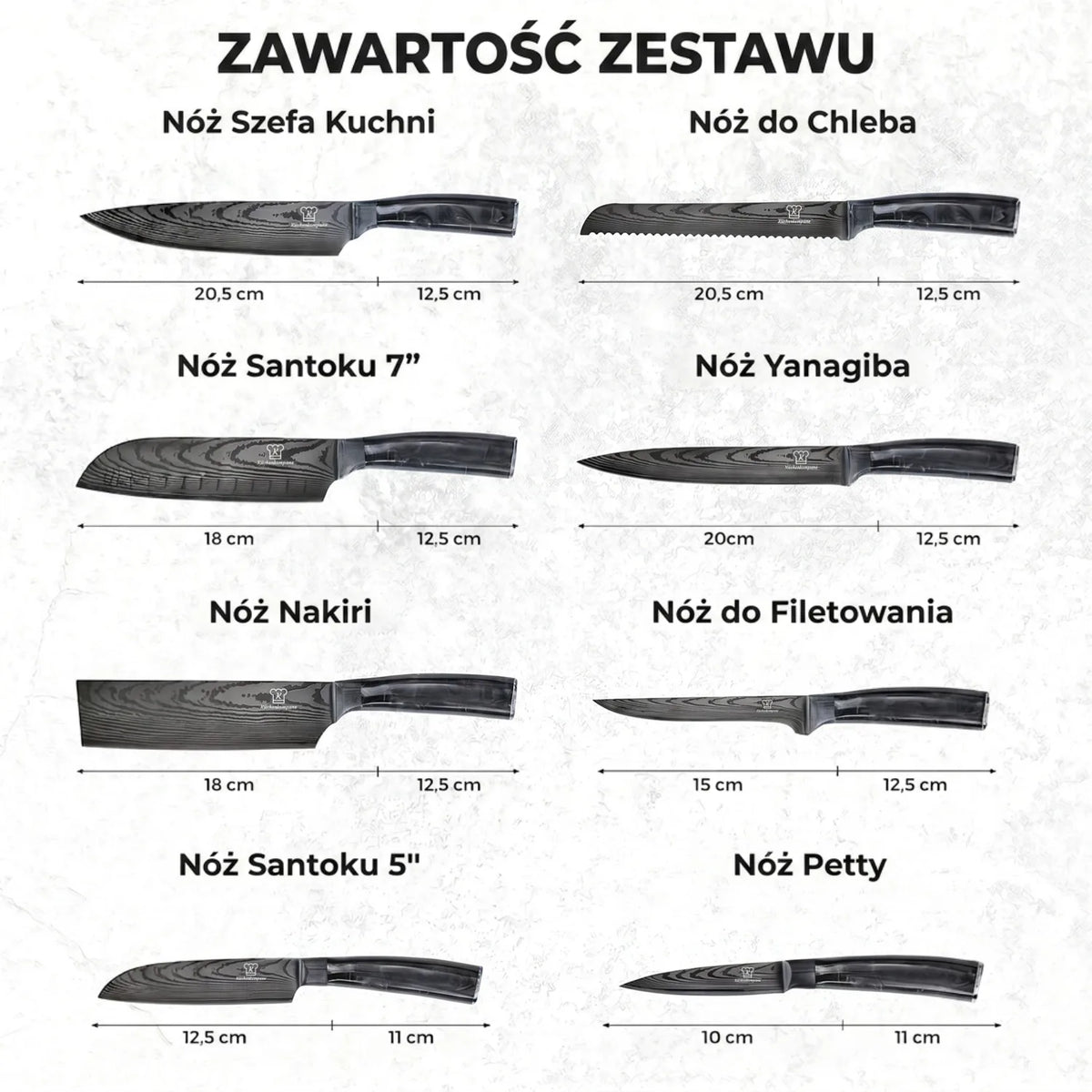 Zestaw Noży Kuro Premium 8-częściowy