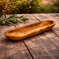Miska na Bagietkę z Drewna Oliwnego – Gładki Brzeg (30 cm)