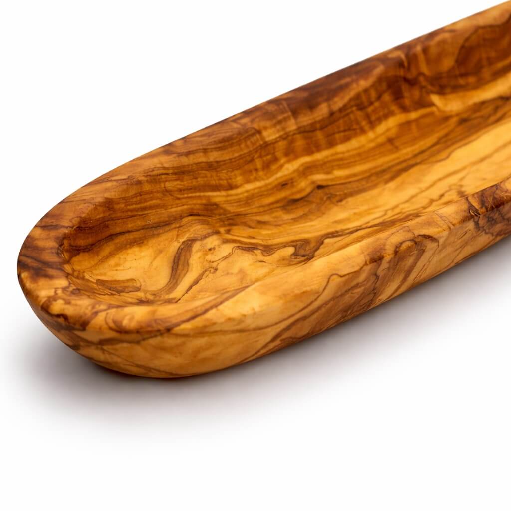 Miska na Bagietkę z Drewna Oliwnego – Gładki Brzeg (30 cm)