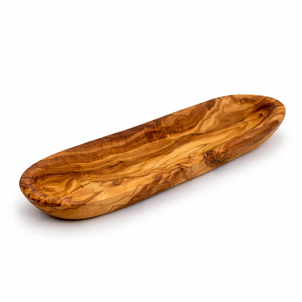 Miska na Bagietkę z Drewna Oliwnego – Gładki Brzeg (30 cm)