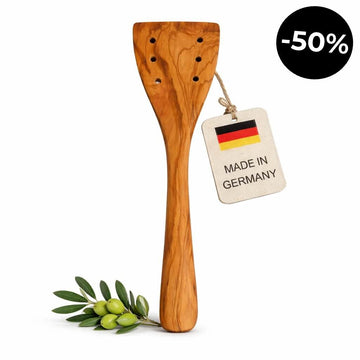 Łopatka do Patelni z Drewna Oliwnego z Otworami (30 cm)