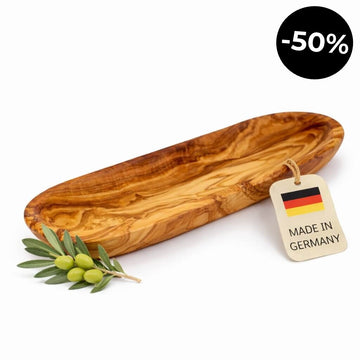Miska na Bagietkę z Drewna Oliwnego – Gładki Brzeg (30 cm)