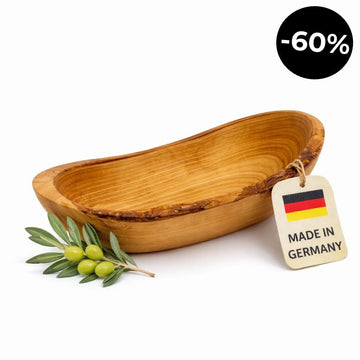 Miska do Serwowania z Drewna Oliwnego - Rustykalna Krawędź (16 cm)